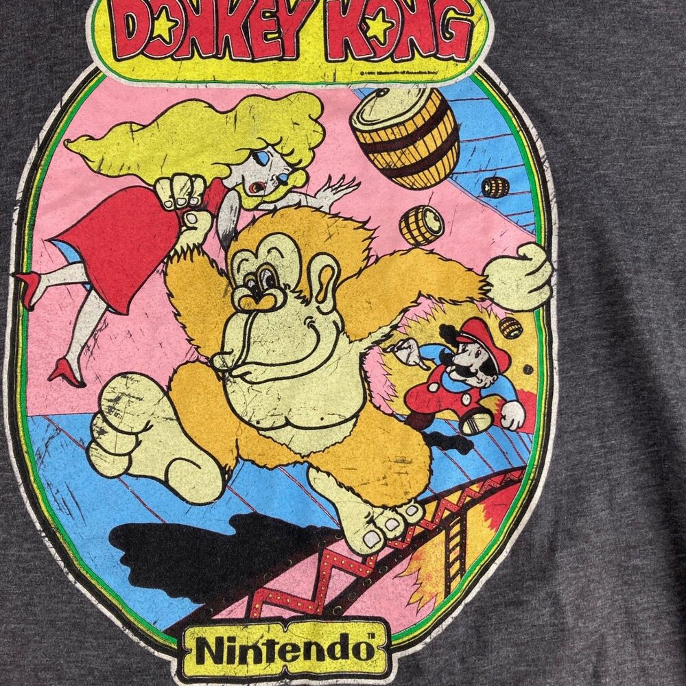 Donkey Kong Shirt Mens Large Gray Nintendo Retro Graphic Tee
